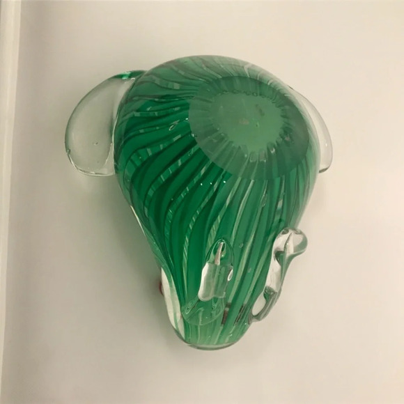 ART GLASS Green Frog with  Red Eyes Vintage - Picture 2 of 3